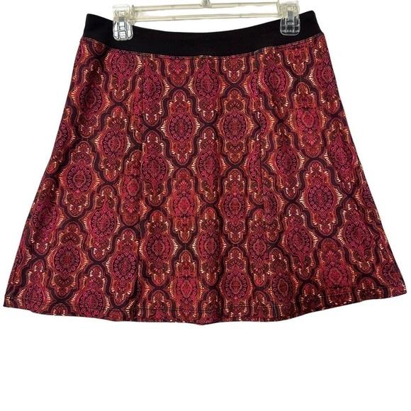 NWT Prana Brown Red Tribal Print Pull-on Skirt - Picture 1 of 6